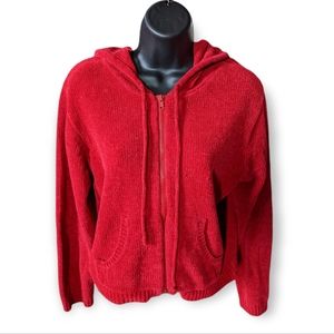 Tomfoolery Red Zip Down Hooded Light Jacket Size Large